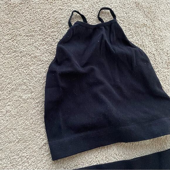 Kimberly C Ribbed Tank Bike Short Set Black Size Small - Picture 2 of 4